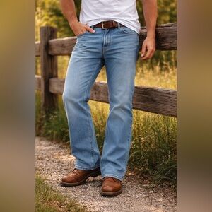 Wrangler Five Star Premium Relaxed Boot Jeans 36x34 Stretch Light Wash NWT
